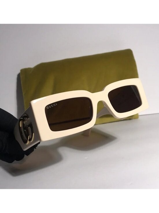 ✨ Authentic Gucci GG1425S Rectangular Sunglasses – Ivory White & Brown  ✨ main image 15
